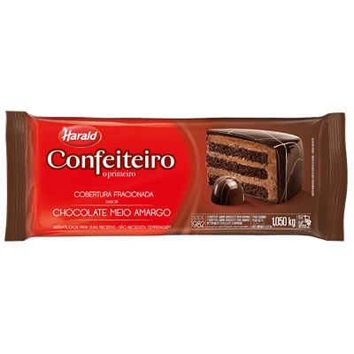 Cobertura chocolate meio amargo Confeiteiro Harald 1,05kg Cobertura chocolate meio amargo Confeiteiro Harald 1,05kg